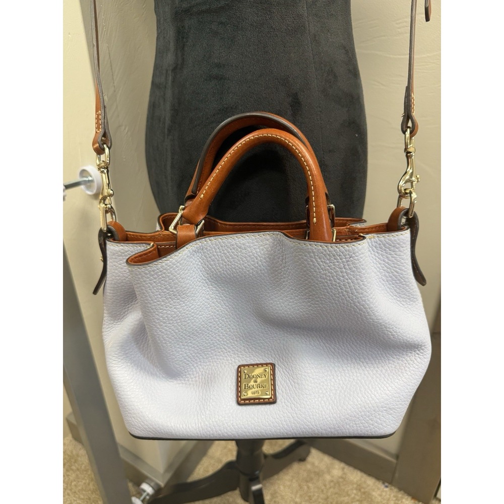 Dooney and Bourke Pebble Grain Mini Barlow Satchel Bag Light Blue Excellent